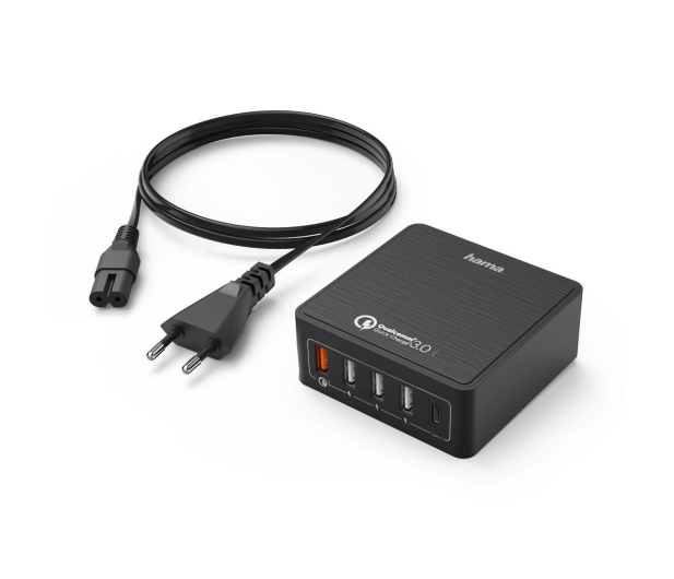 HAMA Stacja ładująca sieciowa 1xUSB QC, 3xUSB, 1xUSB-C, 8A czarna - 1382150 - zdjęcie 2